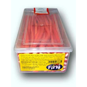 Fini Maxi eper ízű savanyú gumicukor rudak 1.5KG