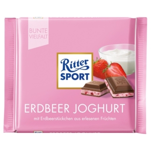Ritter Sport 100G Erdbeer Joghurt (Epres joghurt ízű krémmel töltött tejcsokoládé)