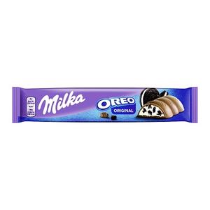Milka & Oreo kakaós kekszdarabokkal és vaníliaízű tejes krémtöltelékkel töltött alpesi tejcsokoládé  37 g