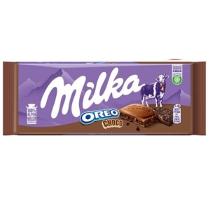 Milka Oreo Choco kakaós krémtöltelékkel és kakaós kekszdarabokkal töltött alpesi tejcsokoládé100 g