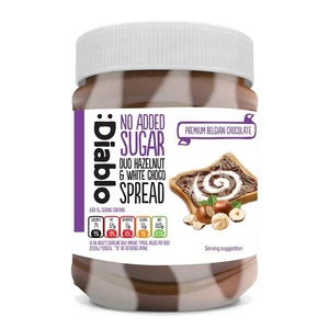 Diablo 350G mogyoró és fehércsoki krém (hozzáadott cukor nélkül) Diablo 350G mogyoró és fehércsoki krém (hozzáadott cukor nélkül)