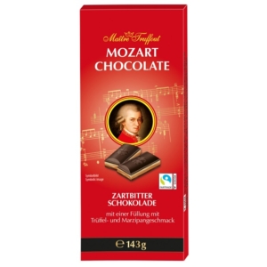 Maitre T. 143G Mozart Dark Tejcsokoládés praliné krémes töltelékkel és fehér csokoládédarabokkal 143G 