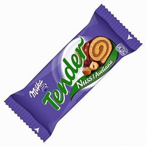 Milka Tender Mogyoró 37G (Mogyorós krémmel töltött , alpesi tejcsokoládéval borított Piskóta tekercs)