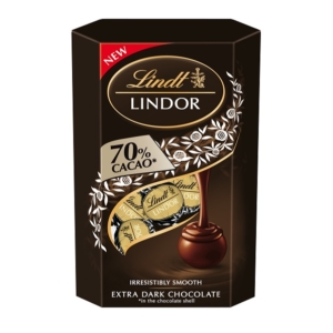 Lindt Lindor  Extra Dark 70% lányan olvadó csokoládé töltelékkel töltött étcsokoládé praliné 200G