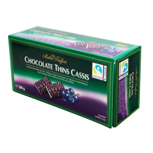 Maitre T.  Chocolate Mints Cassis feketeribizli ízű töltelékkel töltött étcsokoládé 200G