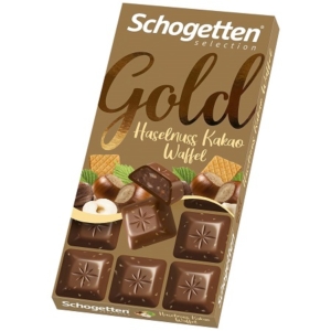 Schogetten Gold nugátkrémmel és mogyoróval töltött tejcsokoládé 100G