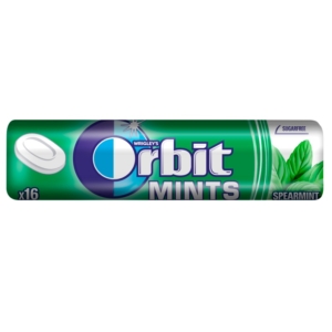 Orbit Spearmint Mentaízű cukormentes töltetlen keménycukorka 28G Cukormentes