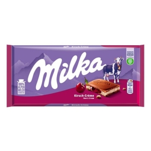 Milka 100G Cherry Cream (Meggy ízű tejes krémmel töltött alpesi tejcsokoládé)