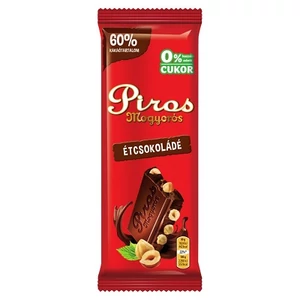 Piros Mogyorós 80G Étcsokoládé Hozzáadott cukor nélkül