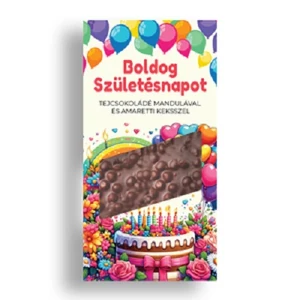Chocolips 100G Boldog Születésnapot - Tejcsokoládé Mandulával és Amaretti Keksszel