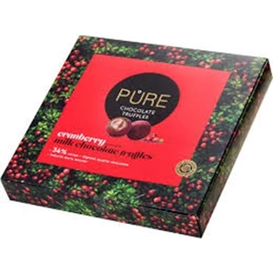 Pure 120G Tejcsokoládé Vörösáfonyás Trüffelkrémmel töltve Vörösáfonya porral borítva