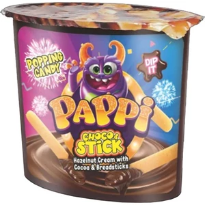 Pappi 55G Choco & Sticks - Pattogócukros Mogyorókrém Ropogós Pálcikákkal Pappi 55G Choco & Sticks - Pattogócukros Mogyorókrém Ropogós Pálcikákkal