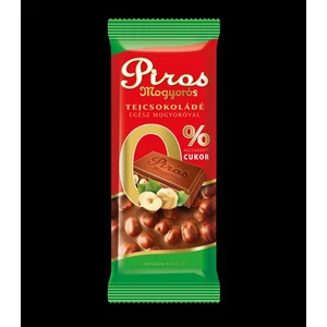 Piros Mogyorós 70G Tejcsokoládé Hozzáadott Cukor Nélkül