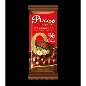 Piros Mogyorós 70G Étcsokoládé Hozzáadott Cukor Nélkül