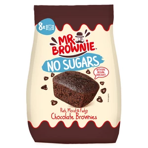 Mr. Brownie 200G Cukormentes - Belga Csokoládé Darabokkal (8*25G-Zacskós)