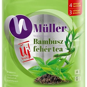 Müller Wc-Papír 3 Rétegű 8 Tekercs Bambusz-Fehér Tea