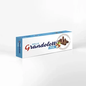 Grandoletti 100G Rolls Milk Mogyorókrémmel Töltött, Tejcsokoládéval Mártott Karamellizált Ropogós Ostyarúd