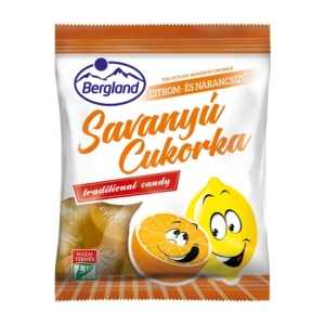 Bergland Savanyú Cukor 70G Citrom-Narancs (Citrom- és narancs ízű savanyú töltetlen keménycukorka)