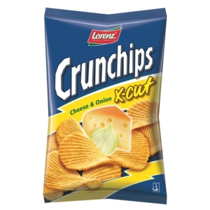 Lorenz Crunchips X-Cut 75G Cheese & Onion Sajt-Hagyma  LZCR0037
