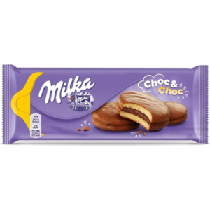 Milka Keksz 150G Choc And Choc (Alpesi tejcsokoládéval mártott puha piskóta kakaós töltelékkel)
