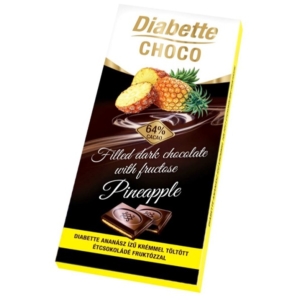 Diabette Choco ananász ízű krémmel töltött étcsokoládé 80G Diabetikus 
