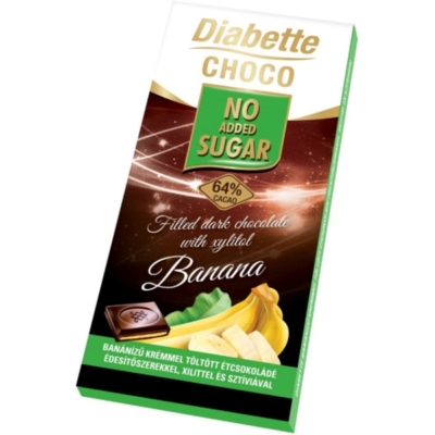 Diabette Choco banán ízű krémmel töltött étcsokoládé 80G Diabetikus 