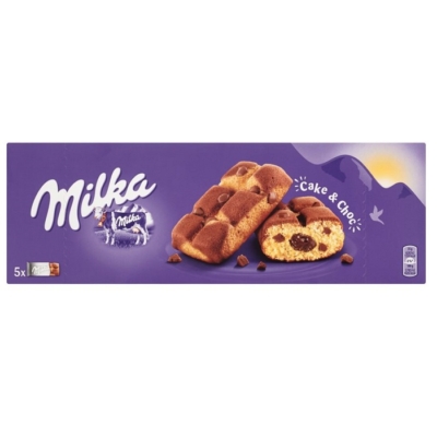 Milka piskóta csokoládé töltelékkel és csokoládé darabokkal