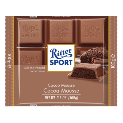 Ritter Sport 100G Mousse Au Chocolat enyhén habosított kakaómasszával töltött alpesi tejcsokoládé 100G