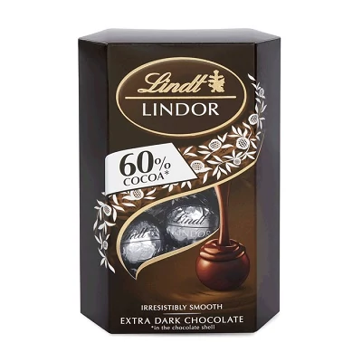 Lindt Lindor 200G Extra Dark 60% Barna (Csokoládé töltelékkel töltött étcsokoládé praliné)