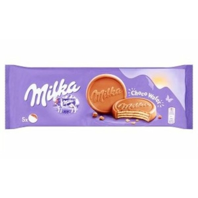Milka alpesi tejcsokoládéval mártott, kakaós krémmel töltött ostya 150 g