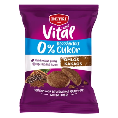 Detki 180G Vitál Cukormentes Omlós Keksz Kakaó