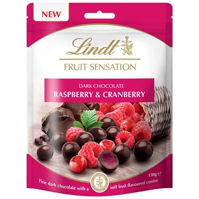 Lindt 150G Fruit Sensation Raspberry & Cranberry (694541)