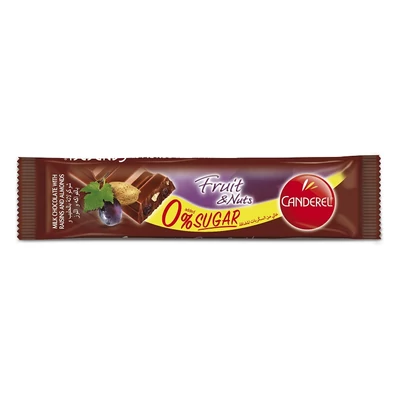 Canderel 27G Crispy Tejcsokoládé Szelet Mandulával -Mazsolával 0% Sugar 