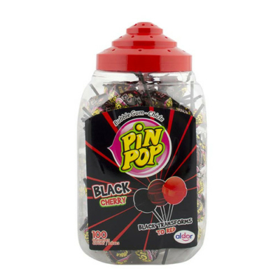 Aldor Pin Pop cseresznye ízű Nyalóka+Rágó 100*18G