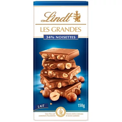 Lindt Les Grandes 150G Lait 34% Noisette    /LNTL4014/