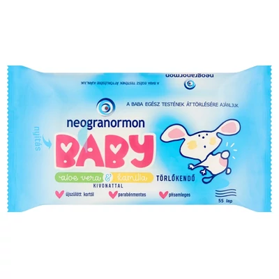 Neogranormon Baby Törlőkendő 55 Lap Soft Clean /Aloe+Kamilla
