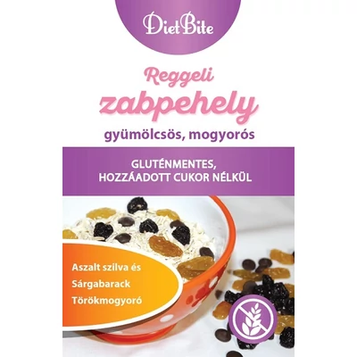 Diet Bite 325G Zabpehely Gyümölcsös Mogyorós Gluténmentes Hozzáadott Cukor Nélkül 