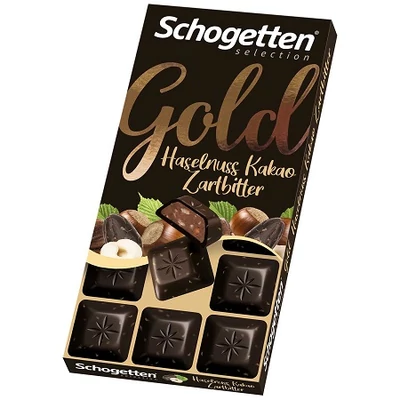 Schogetten 100G Gold Étcsokoládé Nugátkrémmel és Mogyoróval 