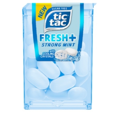 Tic-Tac Fresh+ Strong Mint mentolos ízű cukordrazsé 11,9G 