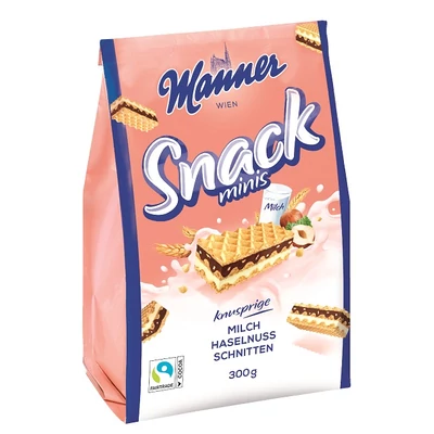 Manner Snack Minis 300g Tejes-Mogyorós Ostya