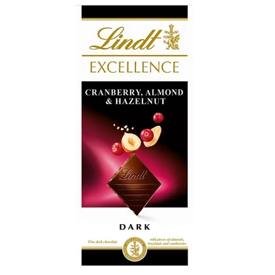 Lindt Excellence áfonyával és mogyoróval töltött tejcsokáldé 100G
