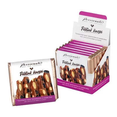 Passionate 70G Földünk Kincsei Táblás Kékáfonya-Mandula Tejcsokoládé