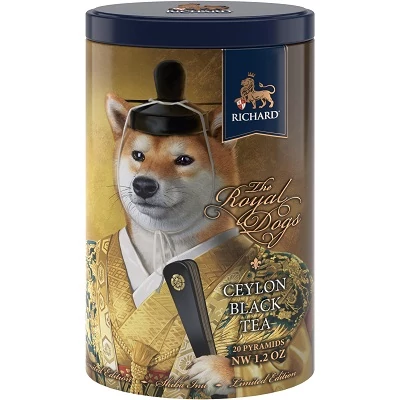 Richard Royal 34G Ceylon Black Tea Dogs Shiba-Inu Fémdoboz