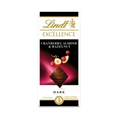 Lindt Excellence 100G Dark Cranberry,Almond,Hazelnut (672063)