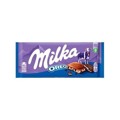 Milka Oreo kakaós kekszdarabkákkal és vaníliaízű tejes krémtöltelékkel töltött alpesi tejcsokoládé 100 g