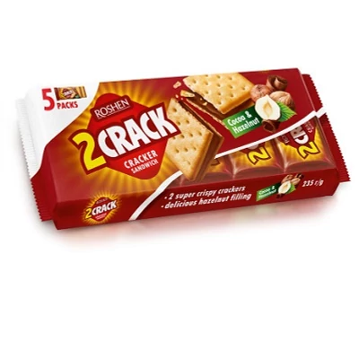Roshen 2CRACK 235G Kakaós És Mogyorós Krémmel Töltött Keksz