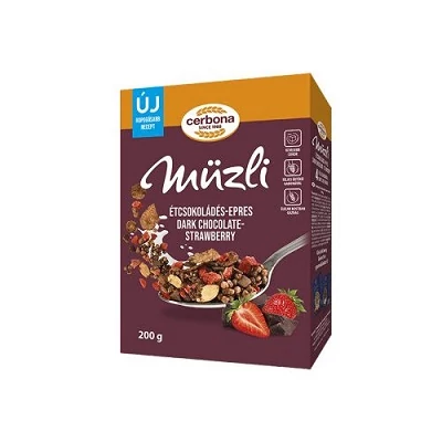 Cerbona Müzli 200G Étcsokoládé-Eper
