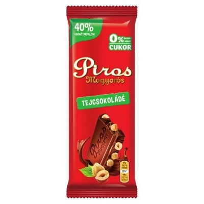 Piros Mogyorós 80G Tejcsokoládé Hozzáadott cukor nélkül