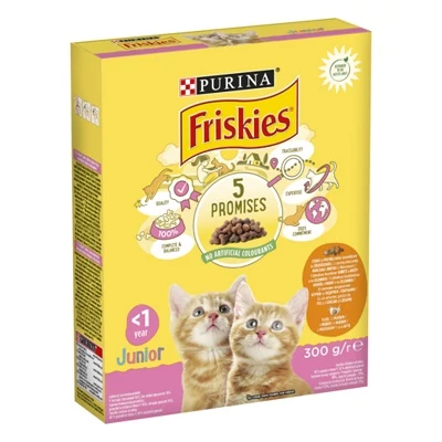 Friskies Száraz Macskaeledel 300G Junior Csirke-Tej-Zöldség