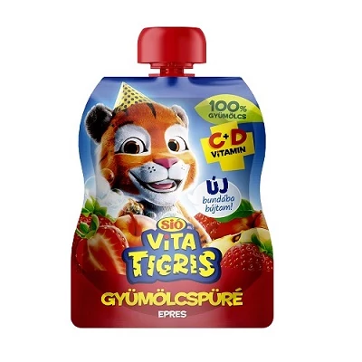 Sió 90G Vitatigris Gyümölcs Püré Eper 100%